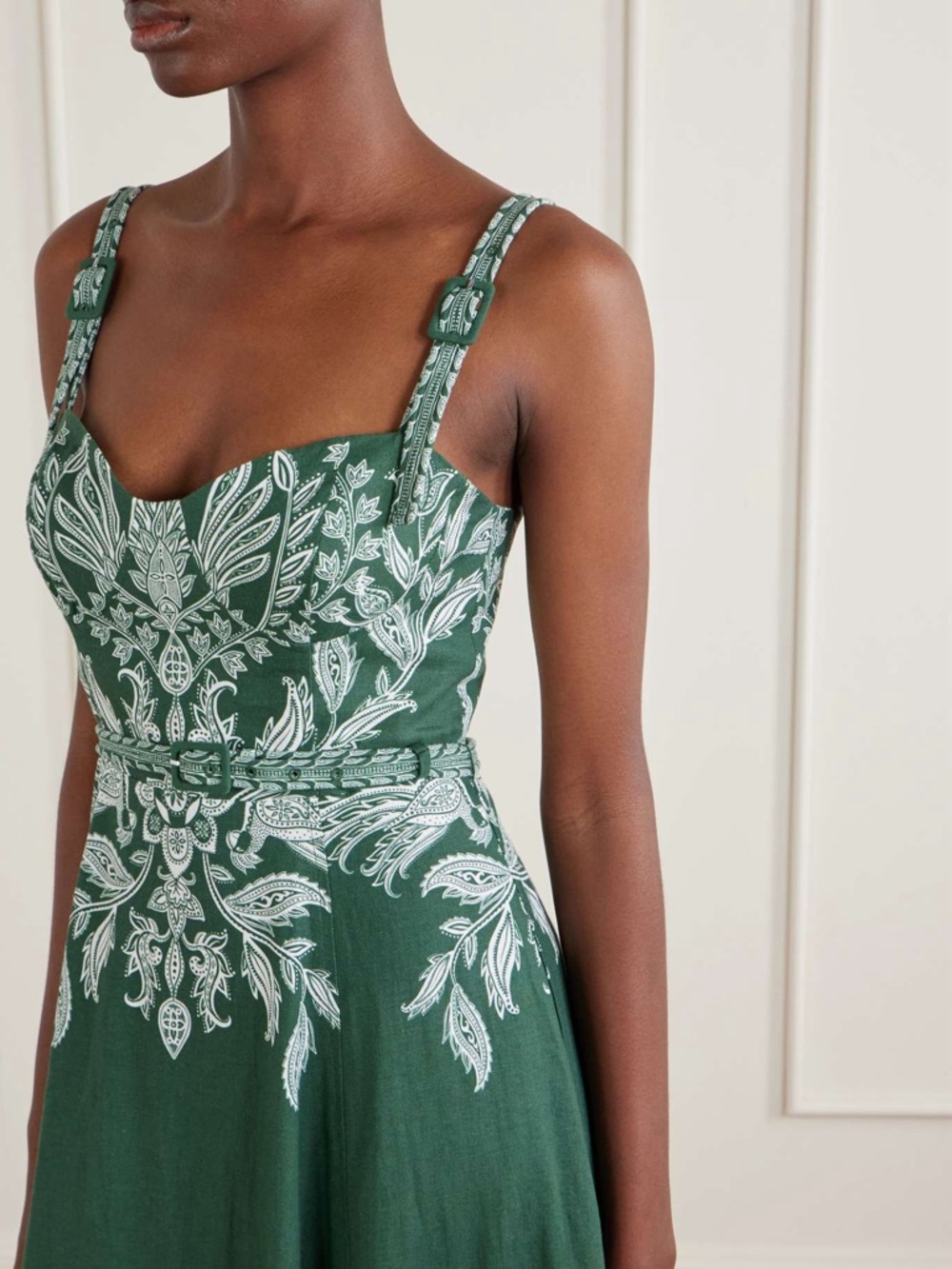 FARM Rio Miranda belted printed linen-blend maxi dress Size Medium NWT - Picture 15 of 16
